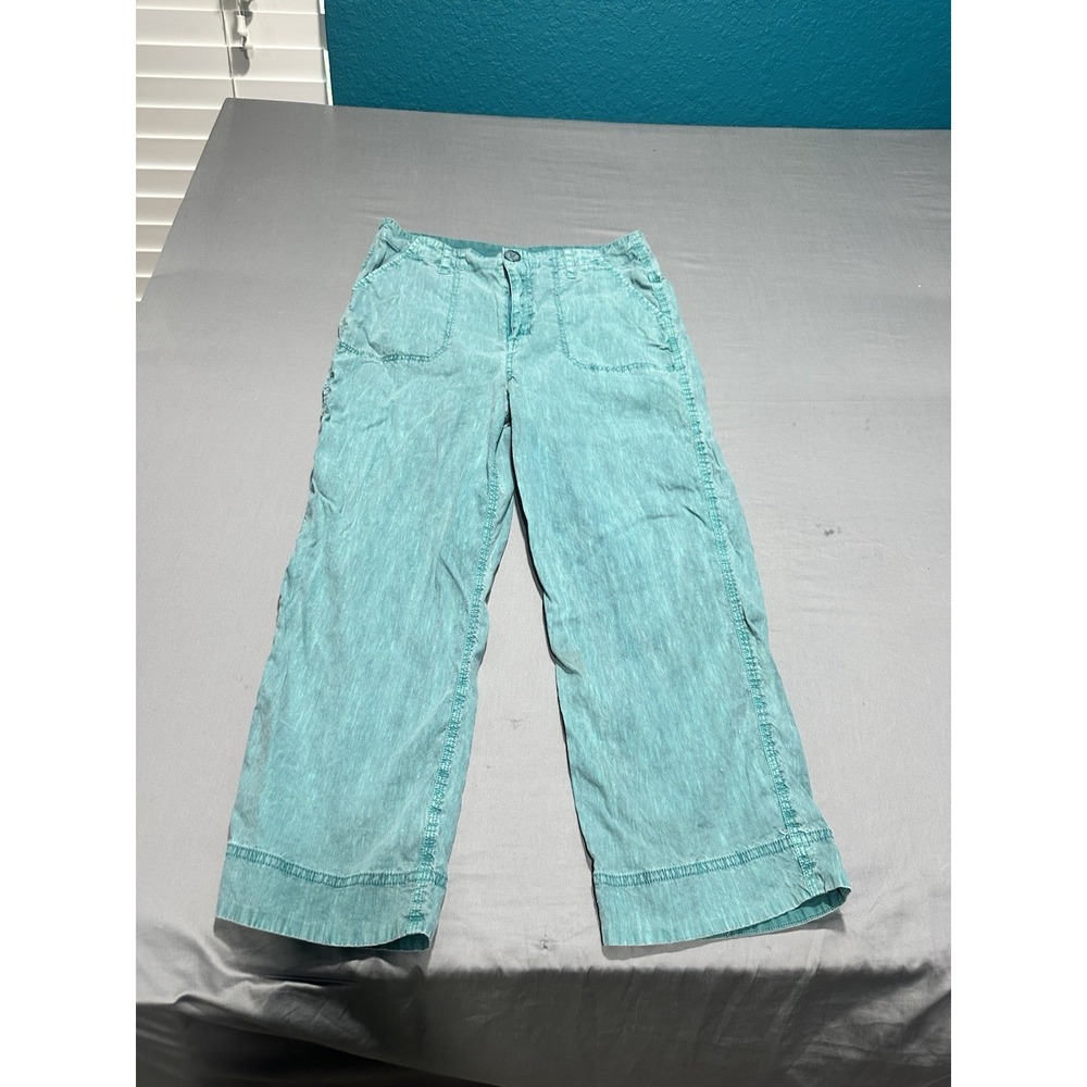 Soft Surroundings Teal Wide Leg Cropped Pants 6